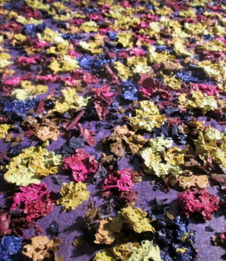 4 Composition Collage Original ELECTRIC VIOLET Copeaux En Bois, (1) 1500